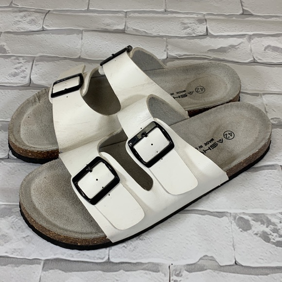 Shviee Slip on cork sandals Double strap buckle White Size 42 Euro - Picture 5 of 10